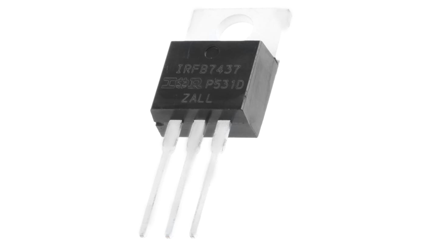 MOSFET Infineon IRFB7437PBF, VDSS 40 V, ID 195 A, TO-220AB de 3 pines, config. Simple