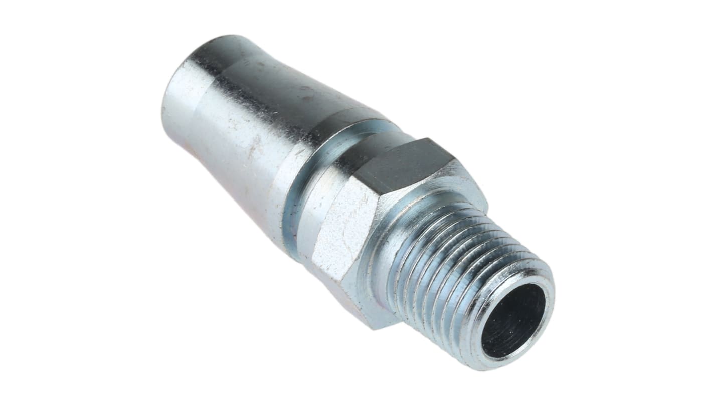 Parker Steel Male Pneumatic Quick Connect Coupling, R 1/4 Male Threaded