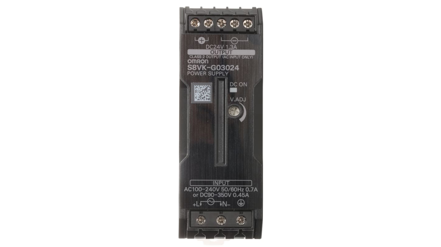 Omron DINレール取付け用スイッチング電源, S8VK-G03024, 出力：1.3A, 定格：30W 入力電圧：ac, dc 出力電圧：dc 24V dc/