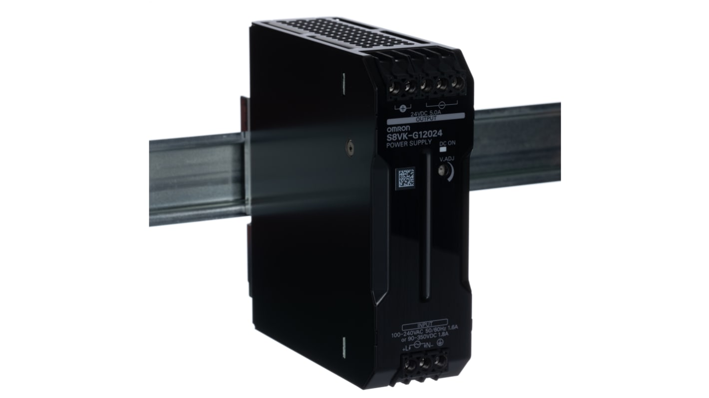 Omron S8VK-G Switched Mode DIN Rail Power Supply, 100 → 240 V ac / 90 → 350V dc ac, dc Input, 24V dc dc