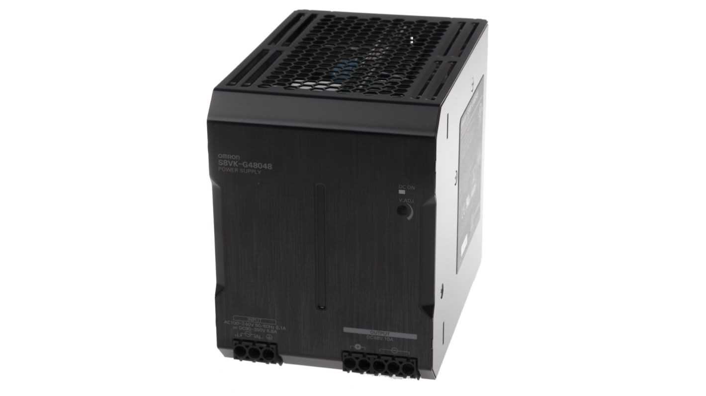 Omron DINレール取付け用スイッチング電源, S8VK-G48048, 出力：10A, 定格：480W 入力電圧：ac, dc 出力電圧：dc 48V dc/