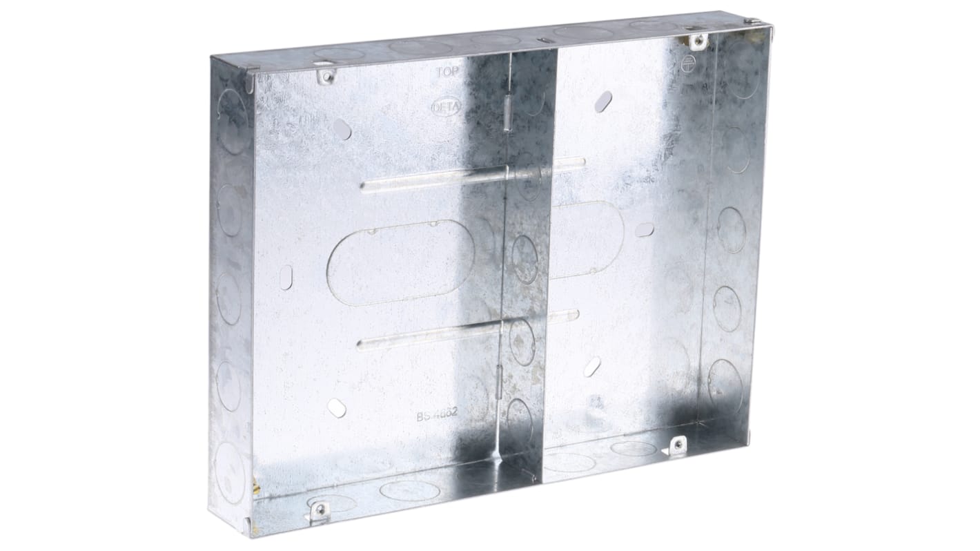 Deta Metal Boxes Silver Steel Back Box, BS Standard, 6 Gangs, 250 x 192 x 40mm