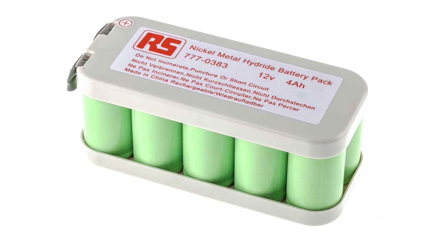 RS PRO 12V NiMH Rechargeable Battery Pack, 4Ah - Pack of 1