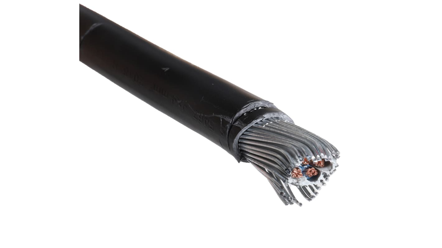 RS PRO Netzkabel, 4-adrig Typ Bewehrt Schwarz x 4 mm² /Ø 14.7mm,  50m, 600 / 1000 V, PVC