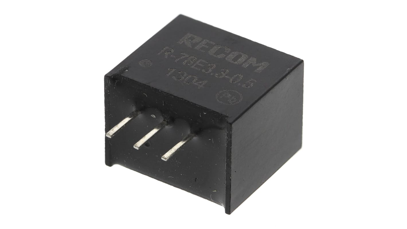 Recom R-78E-0.5 Schaltregler, Eingang 6 → 28V dc / Ausgang 3.3V dc, 1 Ausg., 1.65W, 500mA, Durchsteckmontage