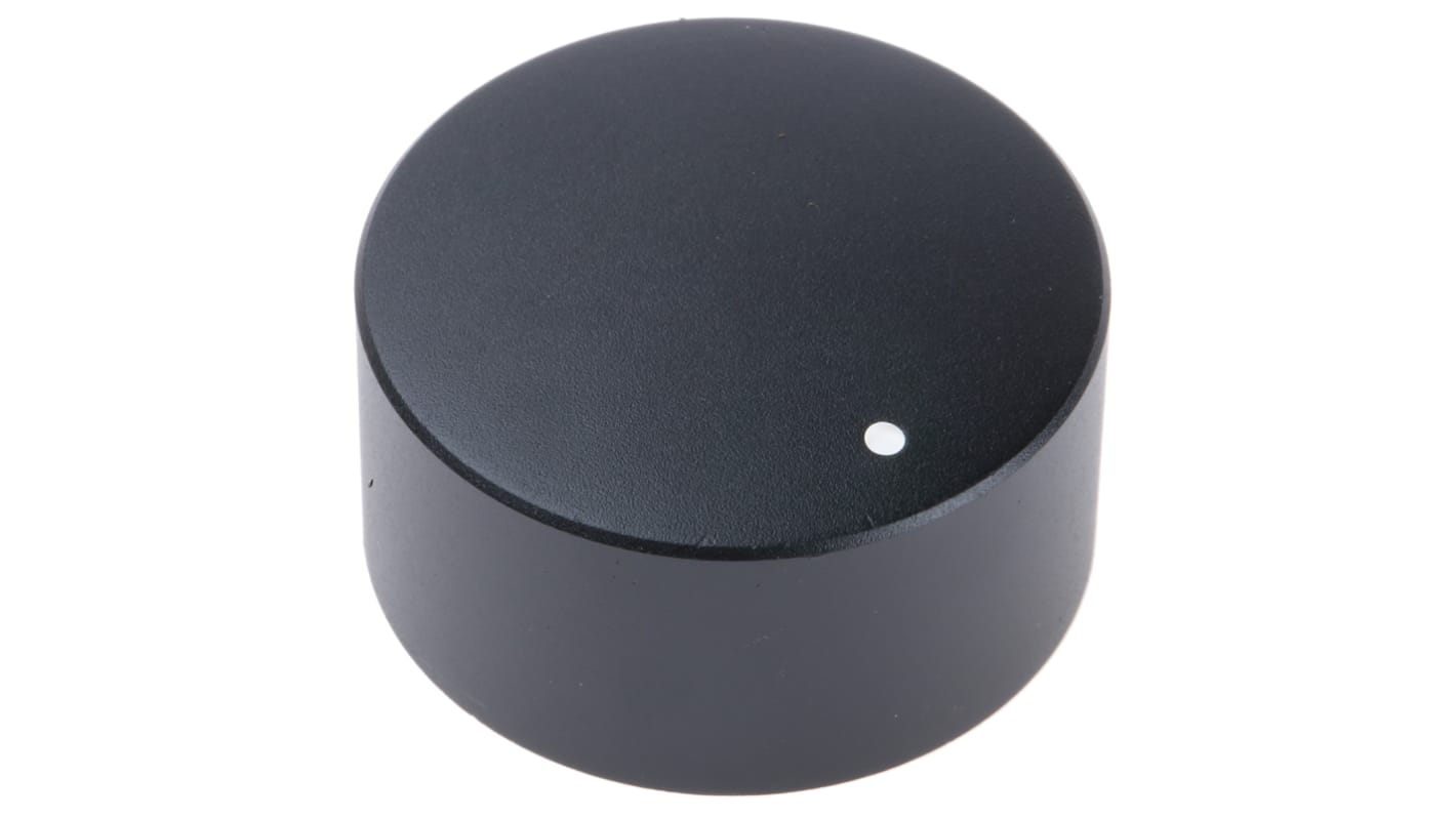 RS PRO 35mm Black Potentiometer Knob for 6mm Shaft Splined