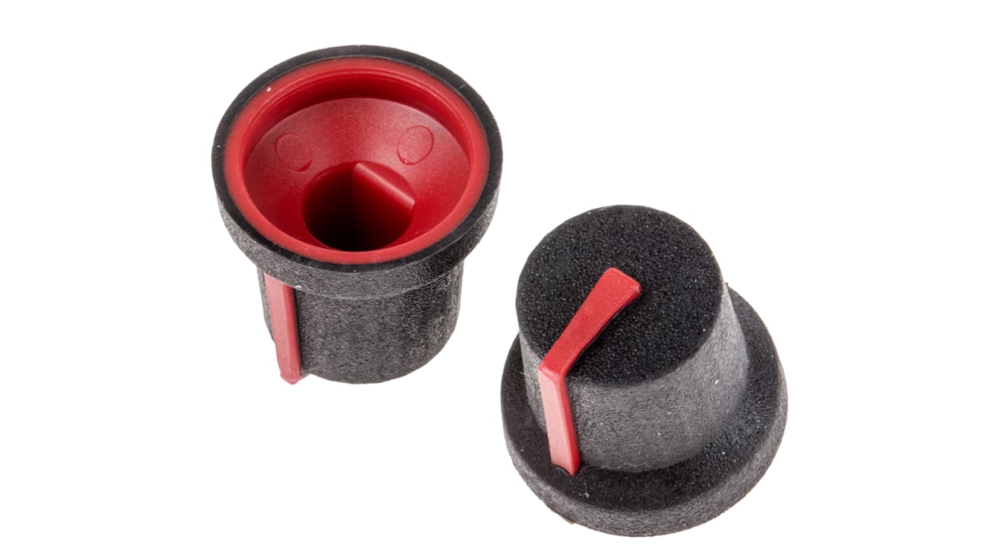 RS PRO 16.8mm Black Potentiometer Knob for 6mm Shaft D Shaped