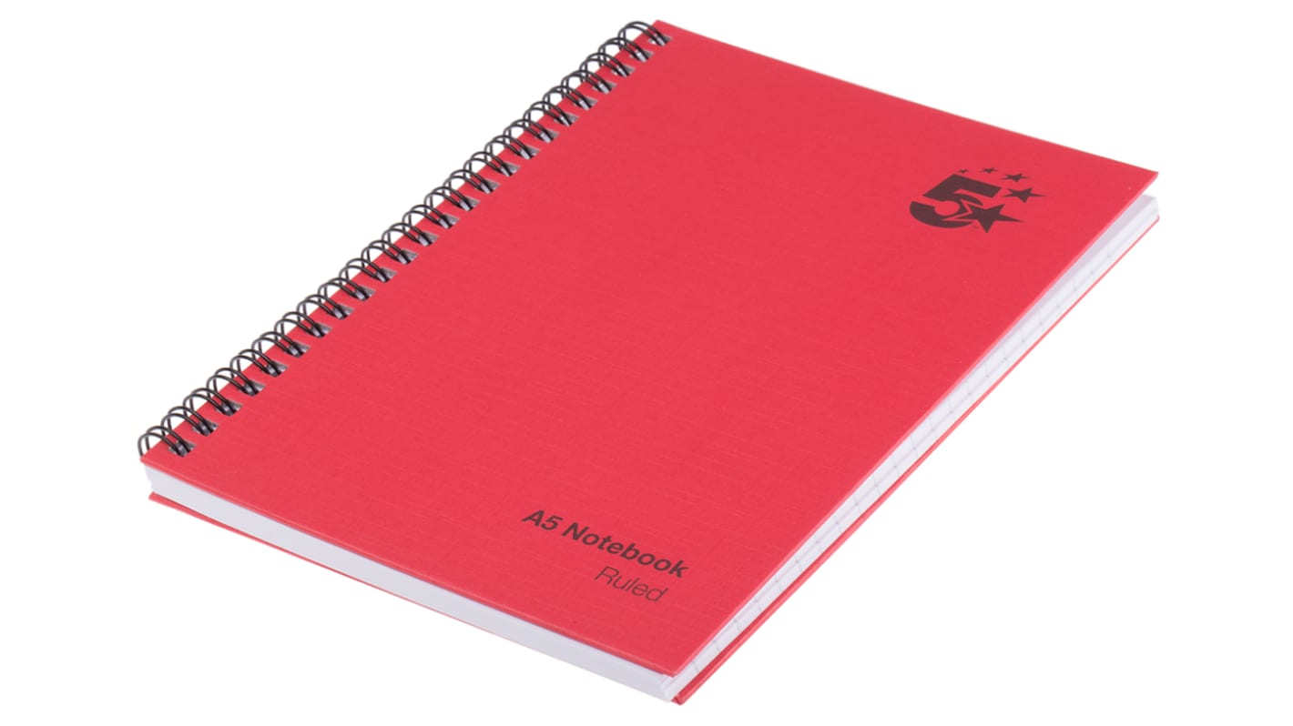 RS PRO A5 Wirebound Hardcover Notepad, 80 Ruled Sheets