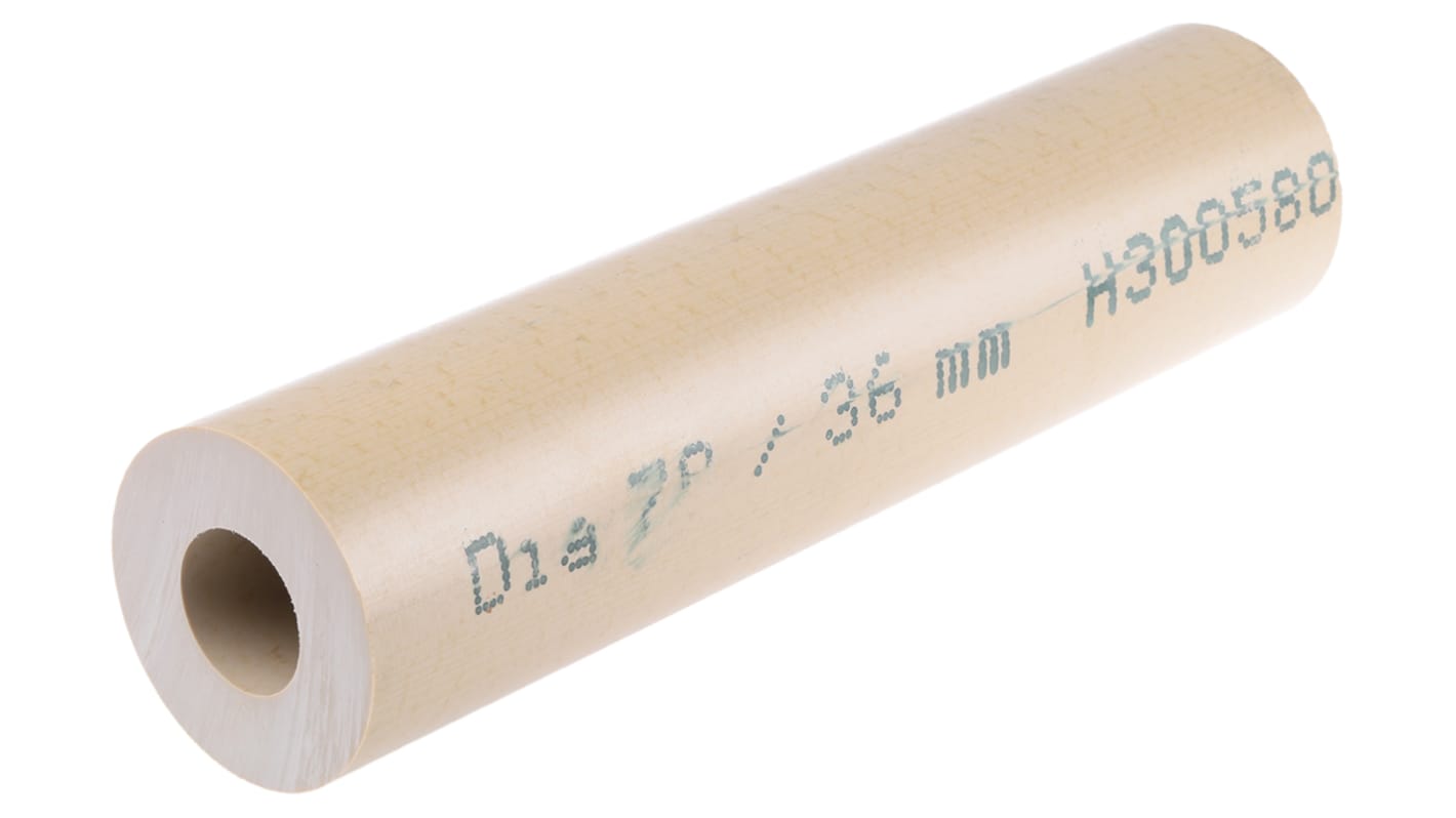 RS PRO Rund PEEK Rohr Beige, Außen-Ø 70mm / Innen-Ø 36mm, 300mm, PEEK