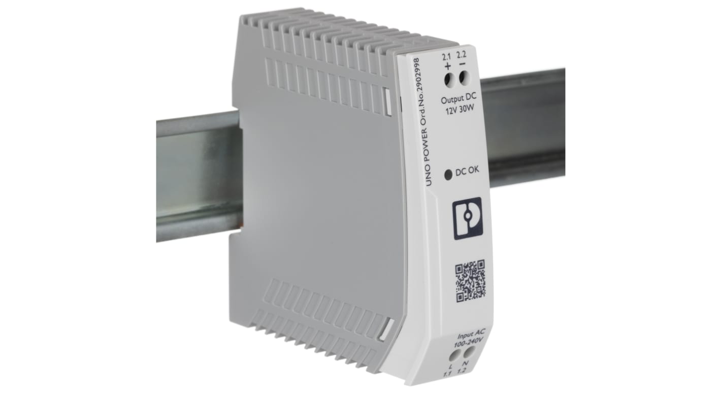 Zasilacz szyny DIN U wy 12V dc I wy 2.5A U we 85 → 264V ac Phoenix Contact 30W impulsowy