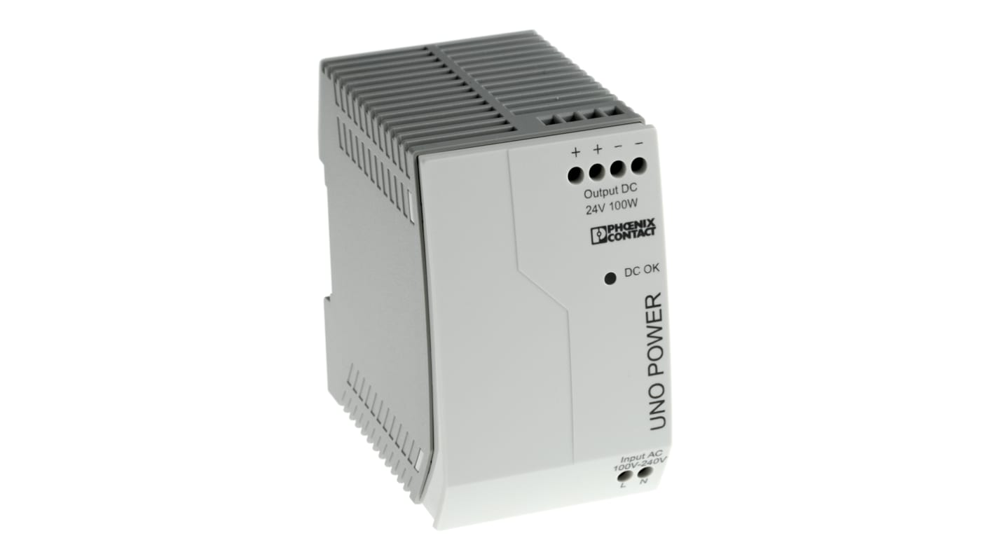 Phoenix Contact UNO POWER Switched Mode DIN Rail Power Supply, 85 → 264V ac ac Input, 24V dc dc Output, 4.2A