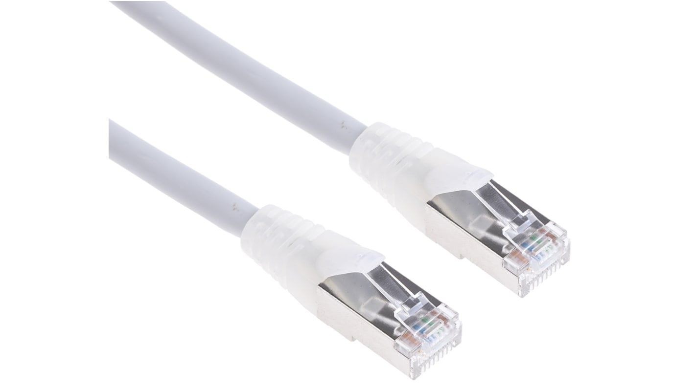 RS PRO Cat6a Male RJ45 to Male RJ45 Ethernet Cable, S/FTP, Grey LSZH Sheath, 10m