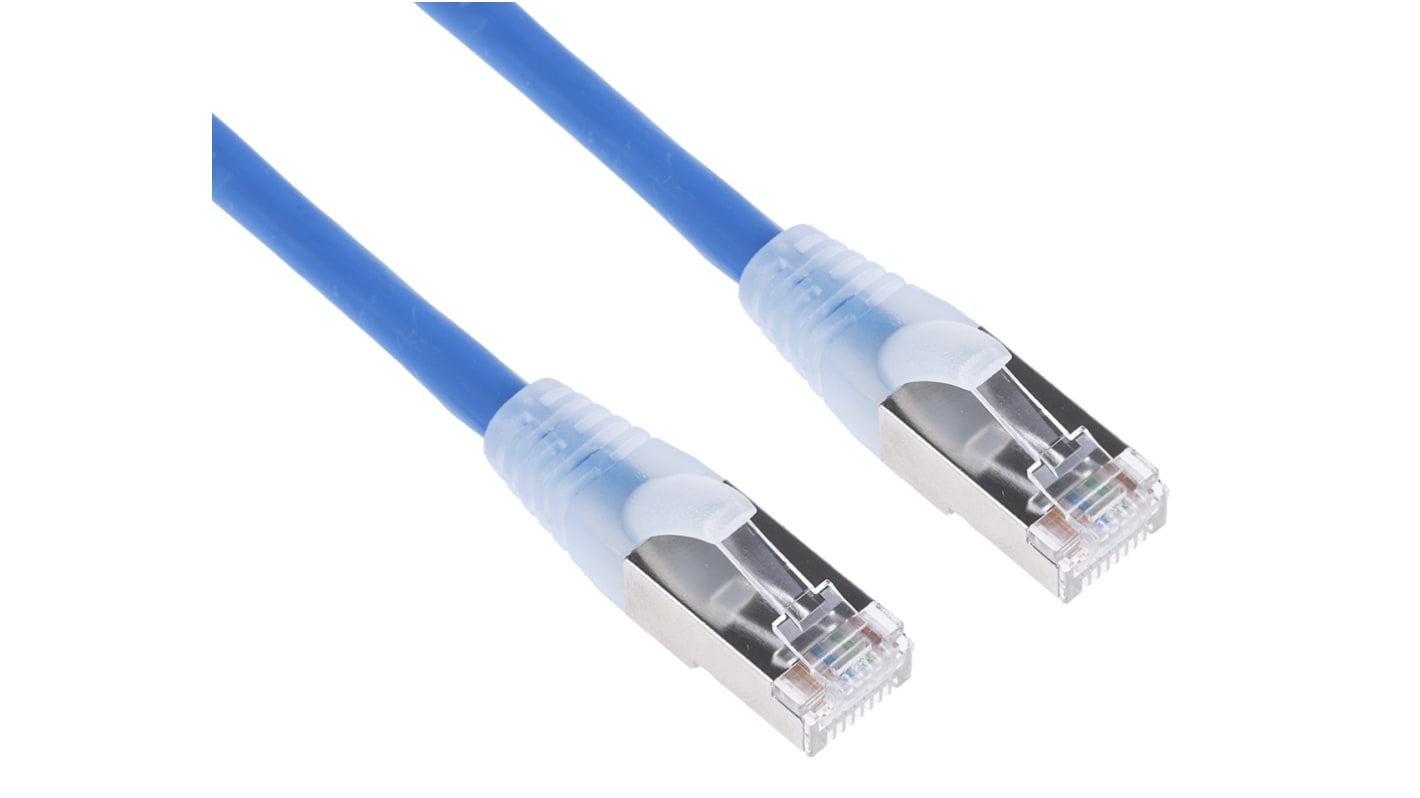 RS PRO Cat6a Male RJ45 to Male RJ45 Ethernet Cable, S/FTP, Blue LSZH Sheath, 2m