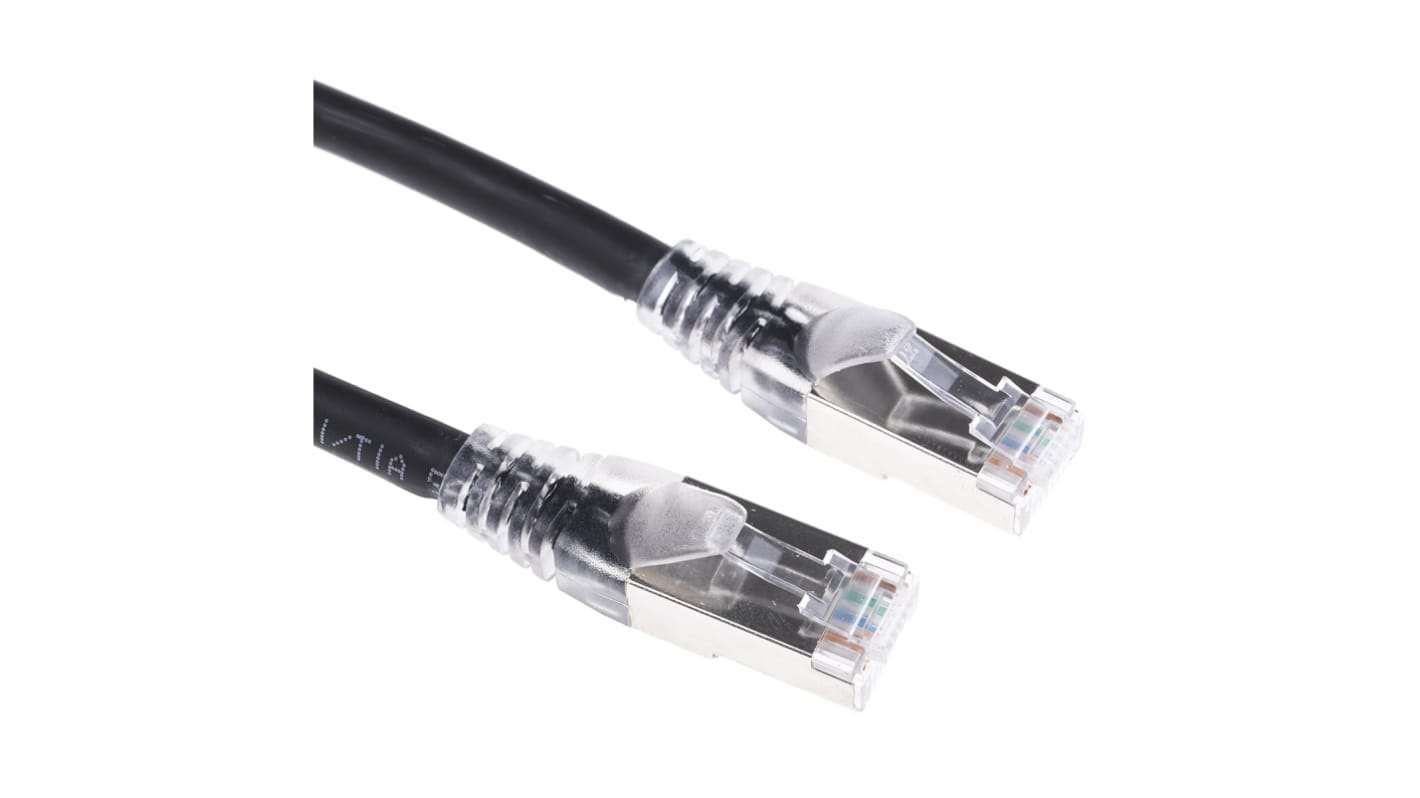 RS PRO Cat6a Male RJ45 to Male RJ45 Ethernet Cable, S/FTP, Black LSZH Sheath, 5m