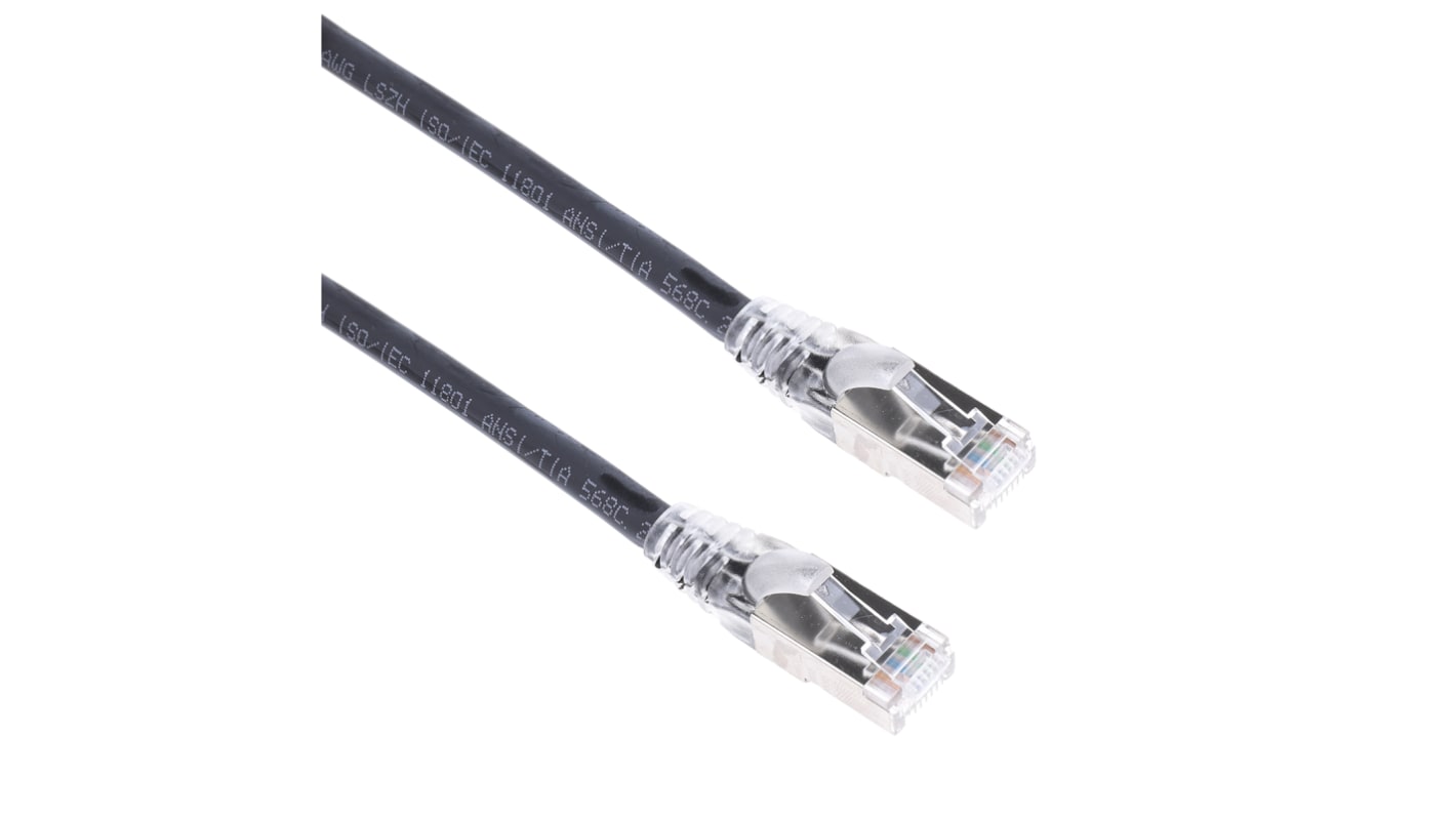 RS PRO Cat6a Male RJ45 to Male RJ45 Ethernet Cable, S/FTP, Black LSZH Sheath, 10m