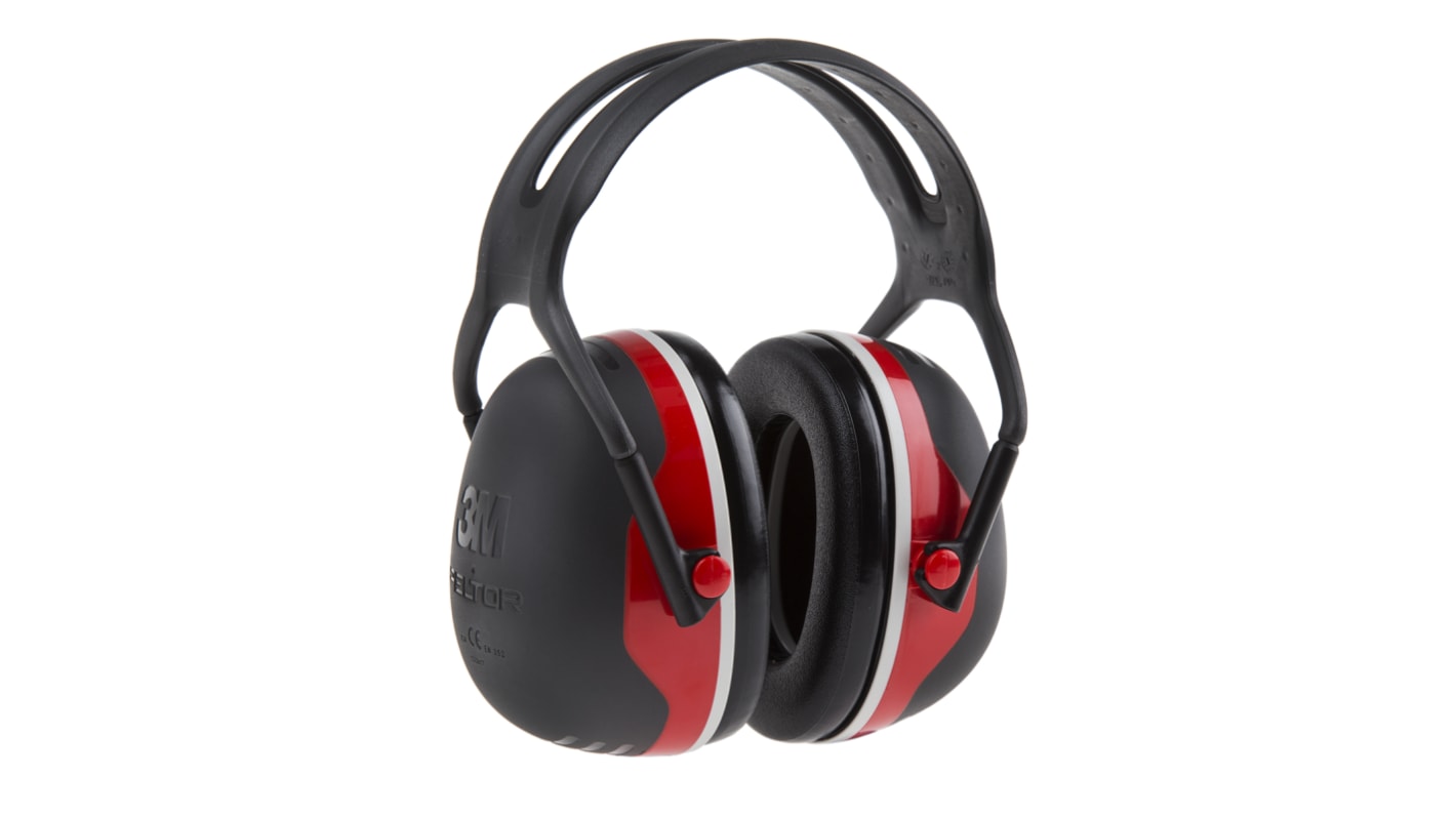 3M PELTOR X3A Ear Defender with Headband, 33dB, Black, Red