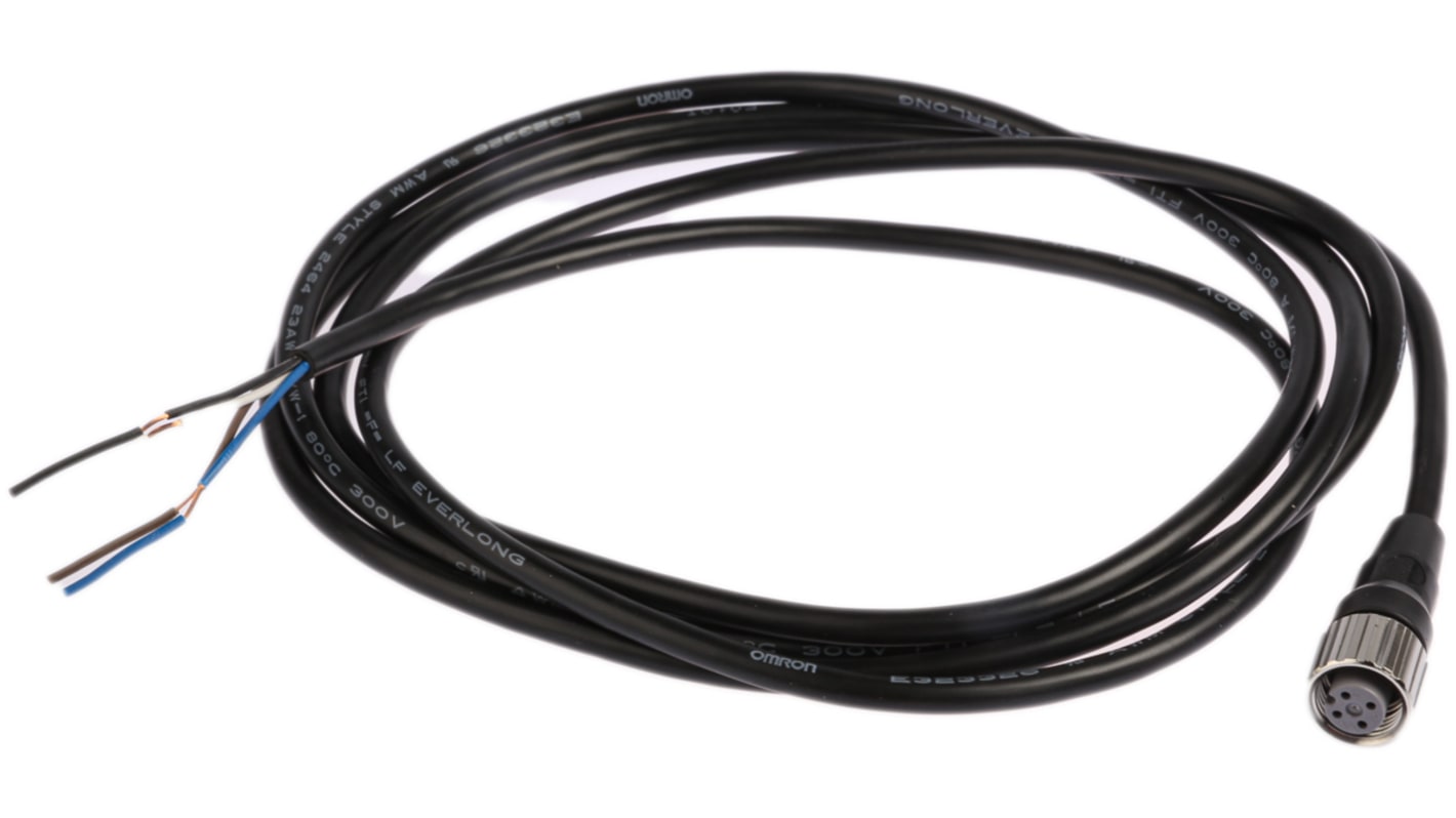 Cable de conexión Omron, con. A M12 Hembra, 4 polos, con. B Sin terminación, long. 2m, 125 Vdc, 4 A, IP67, IP69K