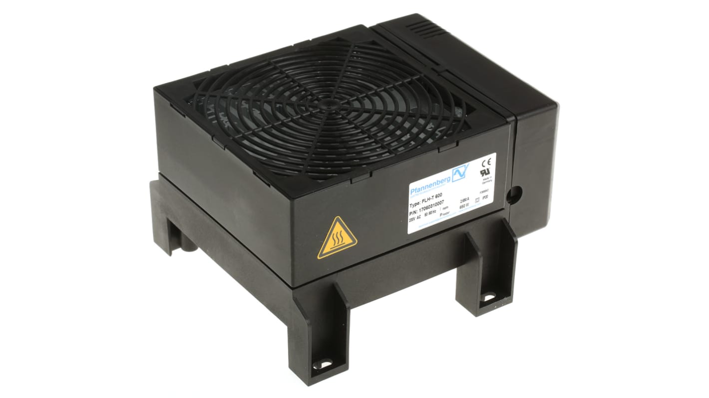 Pfannenberg Enclosure Heater, 230V ac, 600W Output, 650W Input, 40°C, 100mm x 150mm x 164mm