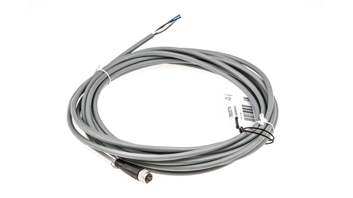 Cable de conexión Pepperl + Fuchs, con. A M8 Hembra, 4 polos, con. B Sin terminación, long. 5m, 30 V AC / DC, 3 A, IP67