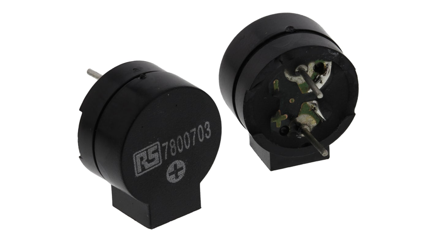 RS PRO 85dB Through Hole Continuous External Magnetic Buzzer Component, 12 x 7.5mm, 1V ac Min, 3V ac Max