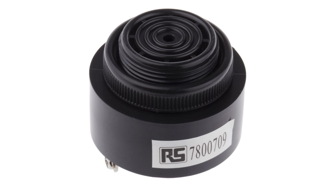 RS PRO Piezo Buzzer Dauerton, 98dB, Frontplattenmontage, 30V ac/dc→120V ac/dc, Intern, ø 43mm, 43 x 43.5mm