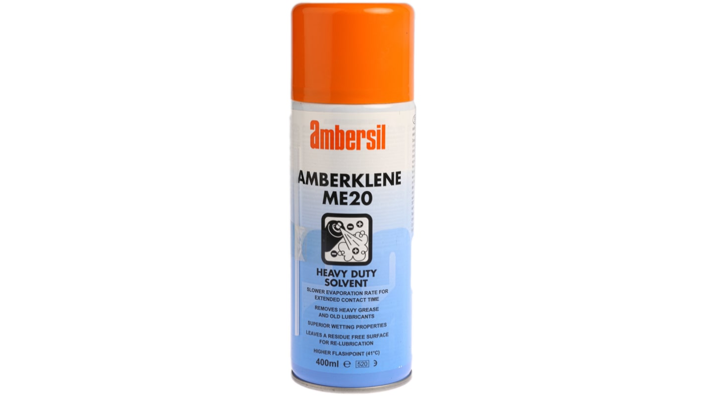 Desengrasante Ambersil Amberklene ME20, Aerosol de 400 ml, Con Base de Disolvente, para agrícola, automovilística,