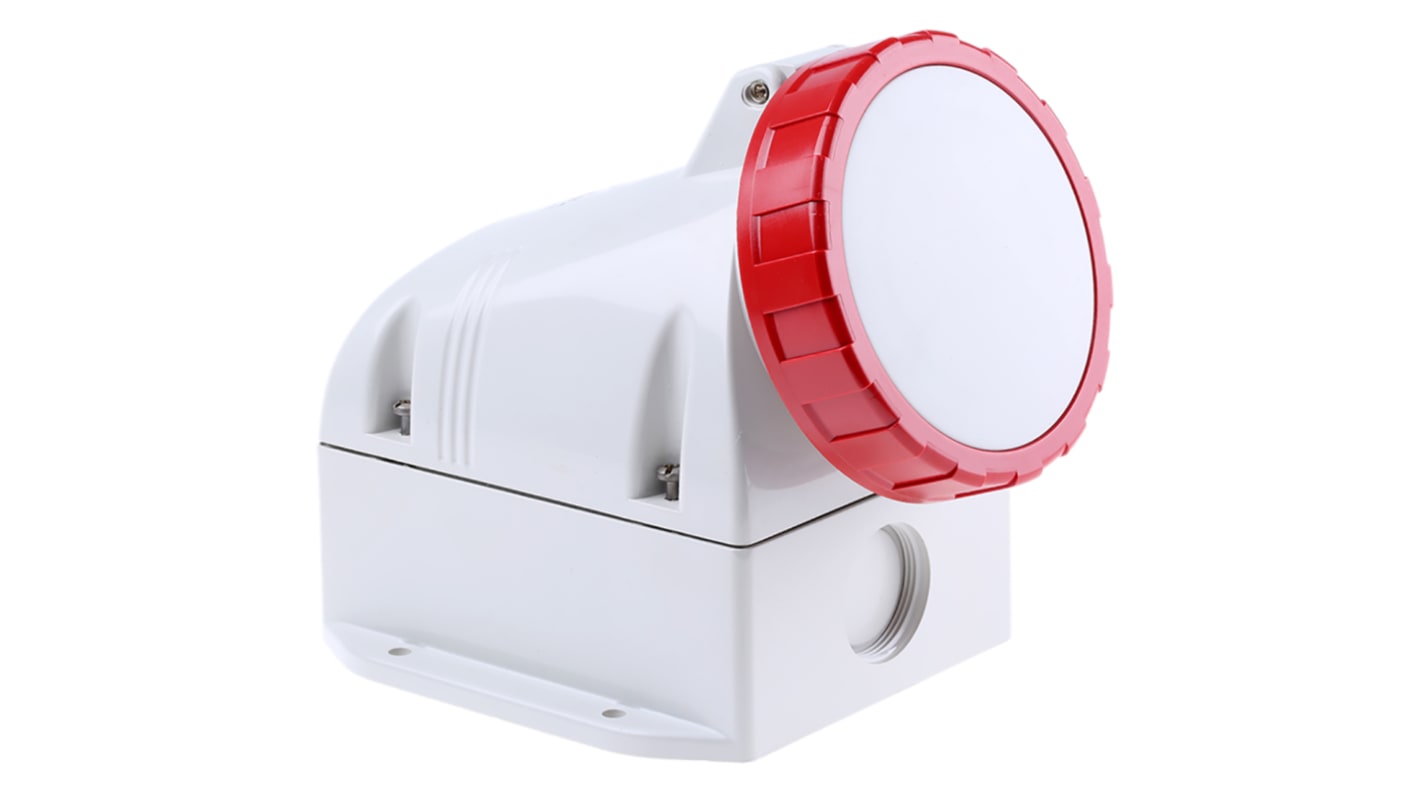 Scame IP66, IP67 Red Wall Mount 3P + N + E Industrial Power Socket, Rated At 32A, 415 V