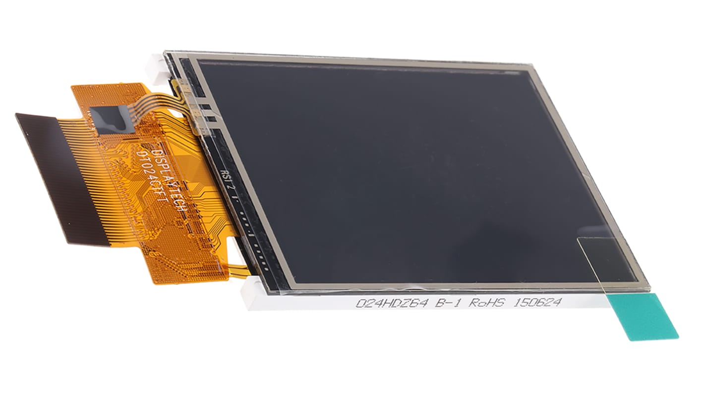 Display LCD color TFT táctil resistivo Displaytech de 2.4plg, 240 x 320pixels, QVGA, alim. -0,3 → +4,6 V dc,