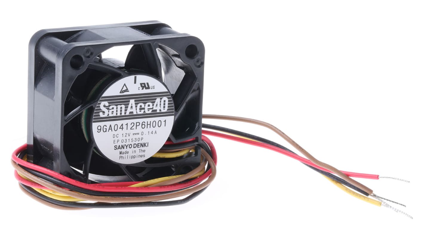 Sanyo Denki San Ace 9GA DC-Axiallüfter, Kugellager, 12 V dc / 1.68W, 40 x 40 x 20mm, 12400U/min, 19.8m³/h