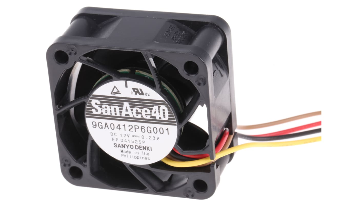 Sanyo Denki San Ace 9GA Series Axial Fan, 12 V dc, DC Operation, 25m³/h, 2.76W, 230mA Max, 40 x 40 x 20mm