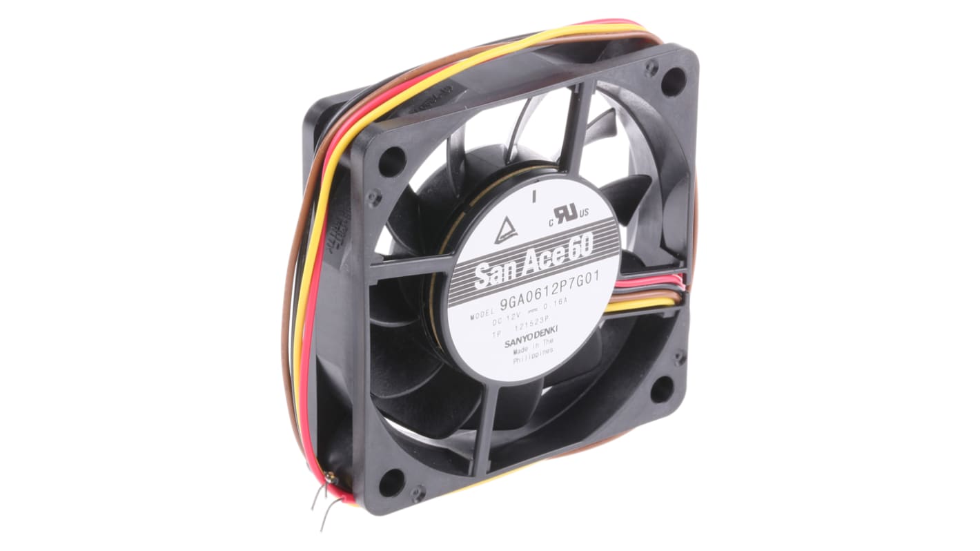 Sanyo Denki San Ace 9GA Series Axial Fan, 12 V dc, DC Operation, 41m³/h, 1.92W, 160mA Max, 60 x 60 x 15mm