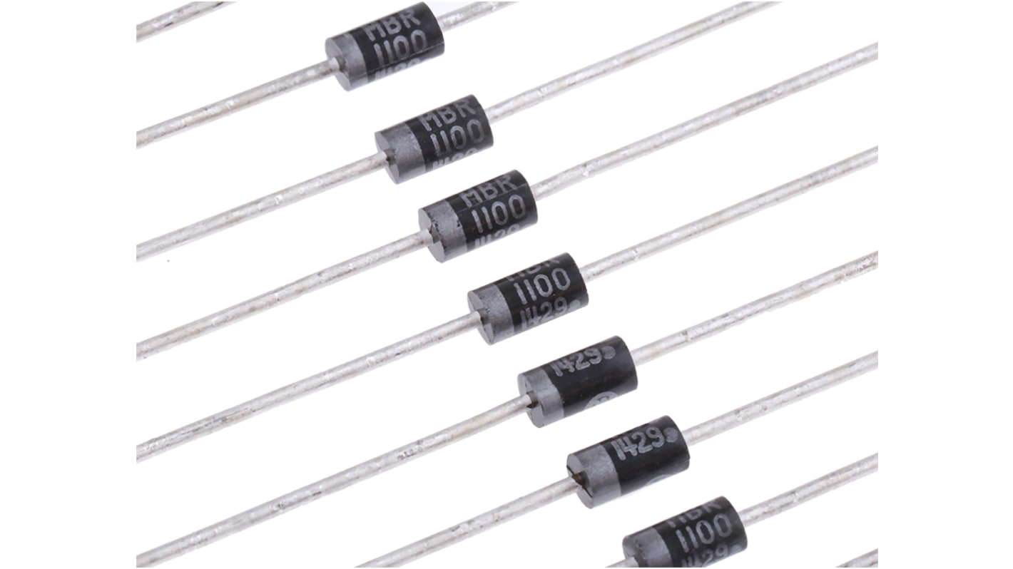 onsemi 100V 1A, Schottky Diode, 3-Pin DO-41 MBR1100G