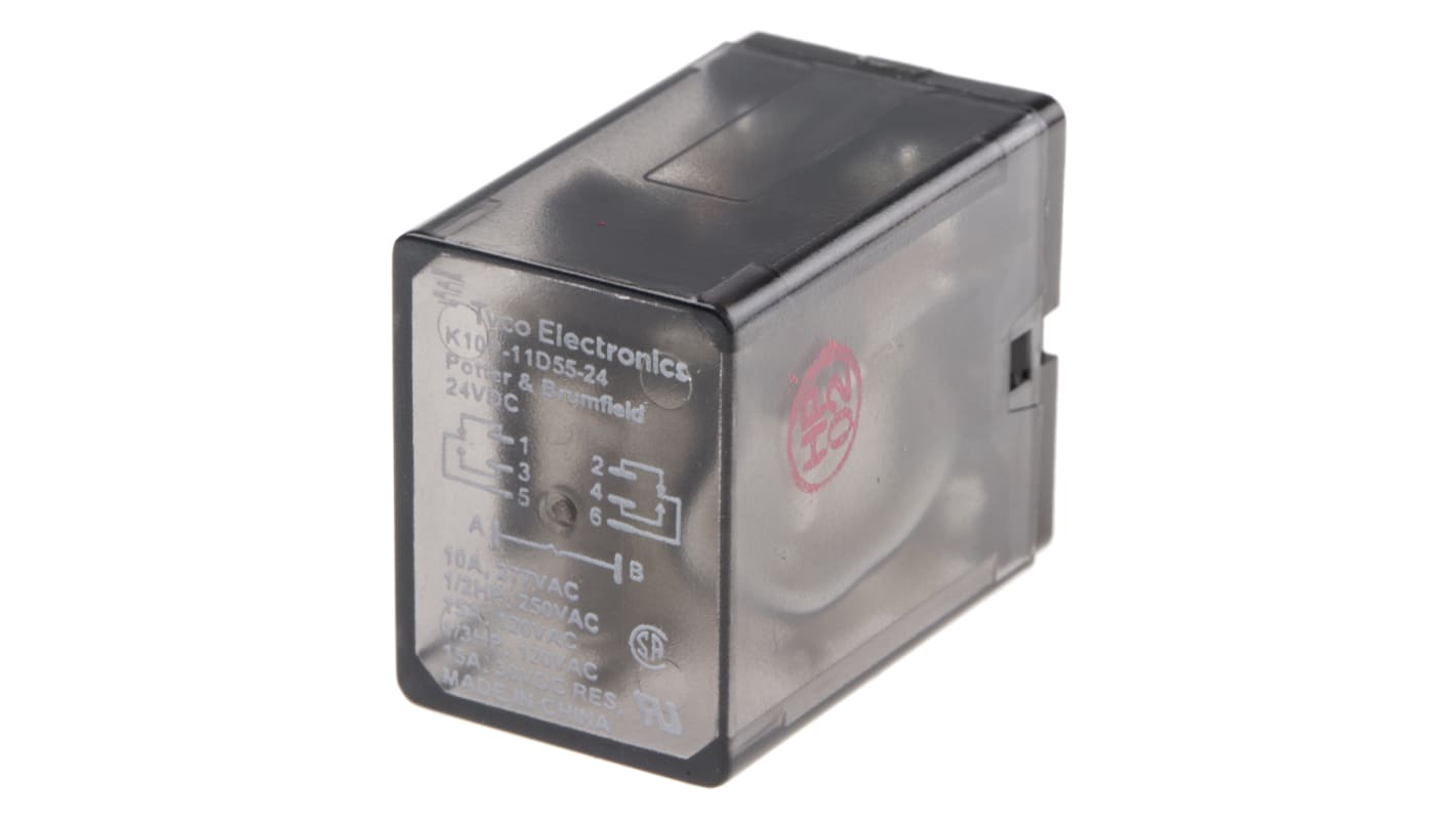 TE Connectivity PCB Mount Power Relay, 24V dc Coil, 15A Switching Current, DPDT