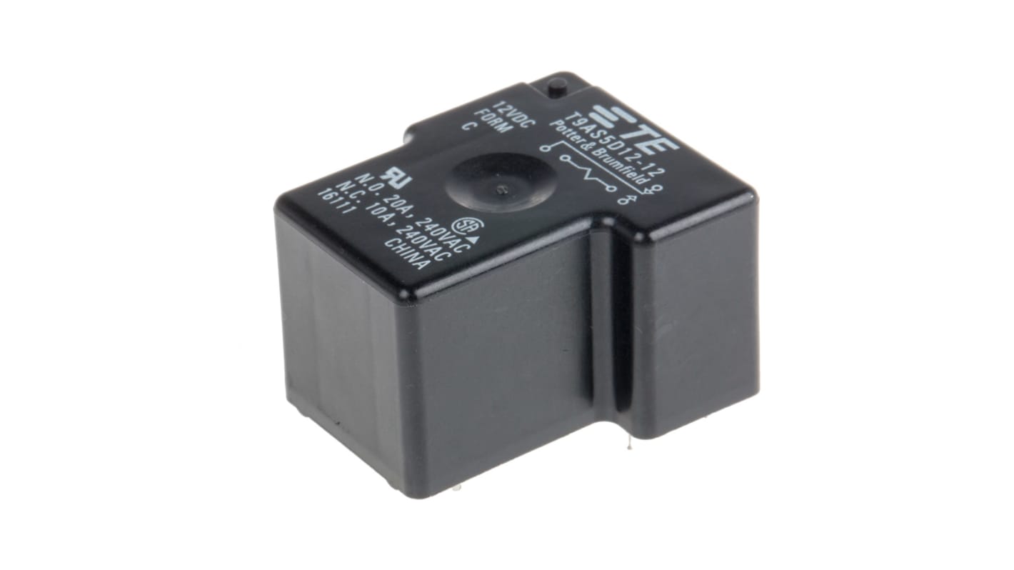 TE Connectivity PCB Mount Power Relay, 12V dc Coil, 20A Switching Current, SPDT