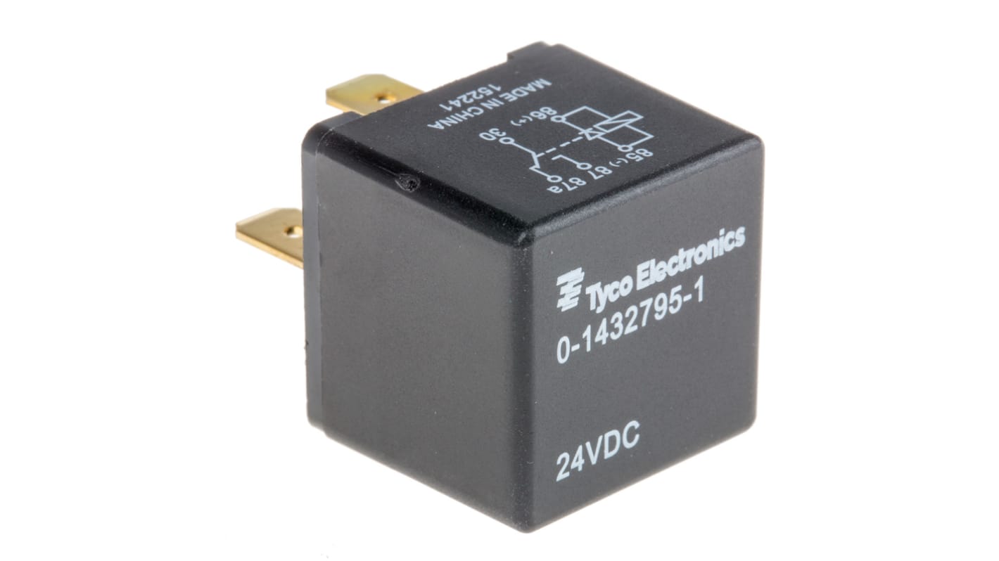 TE Connectivity Plug In Automotive Relay, 24V dc Coil Voltage, 30A Switching Current, SPDT