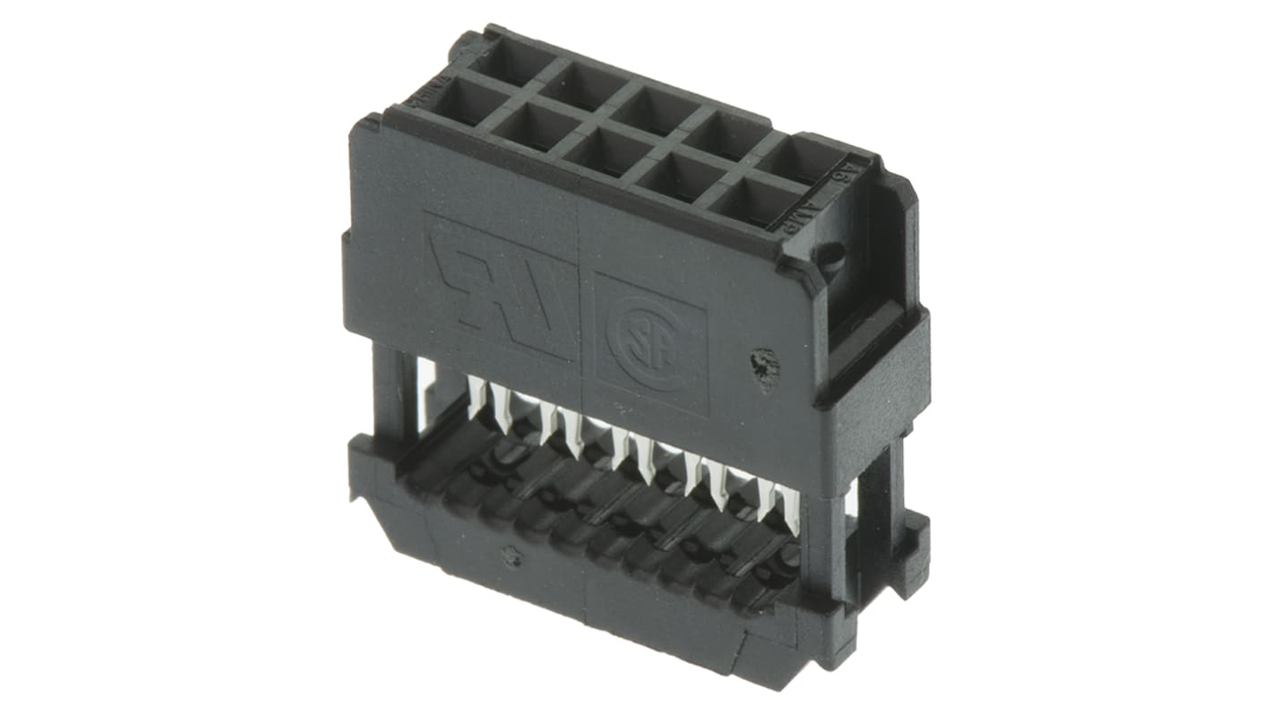 Conector IDC hembra TE Connectivity serie AMP-LATCH Novo de 10 vías, paso 2.54mm, 2 filas, Montaje de Cable