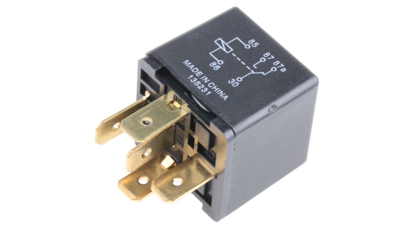 TE Connectivity Plug In Automotive Relay, 12V dc Coil Voltage, 30A Switching Current, SPDT