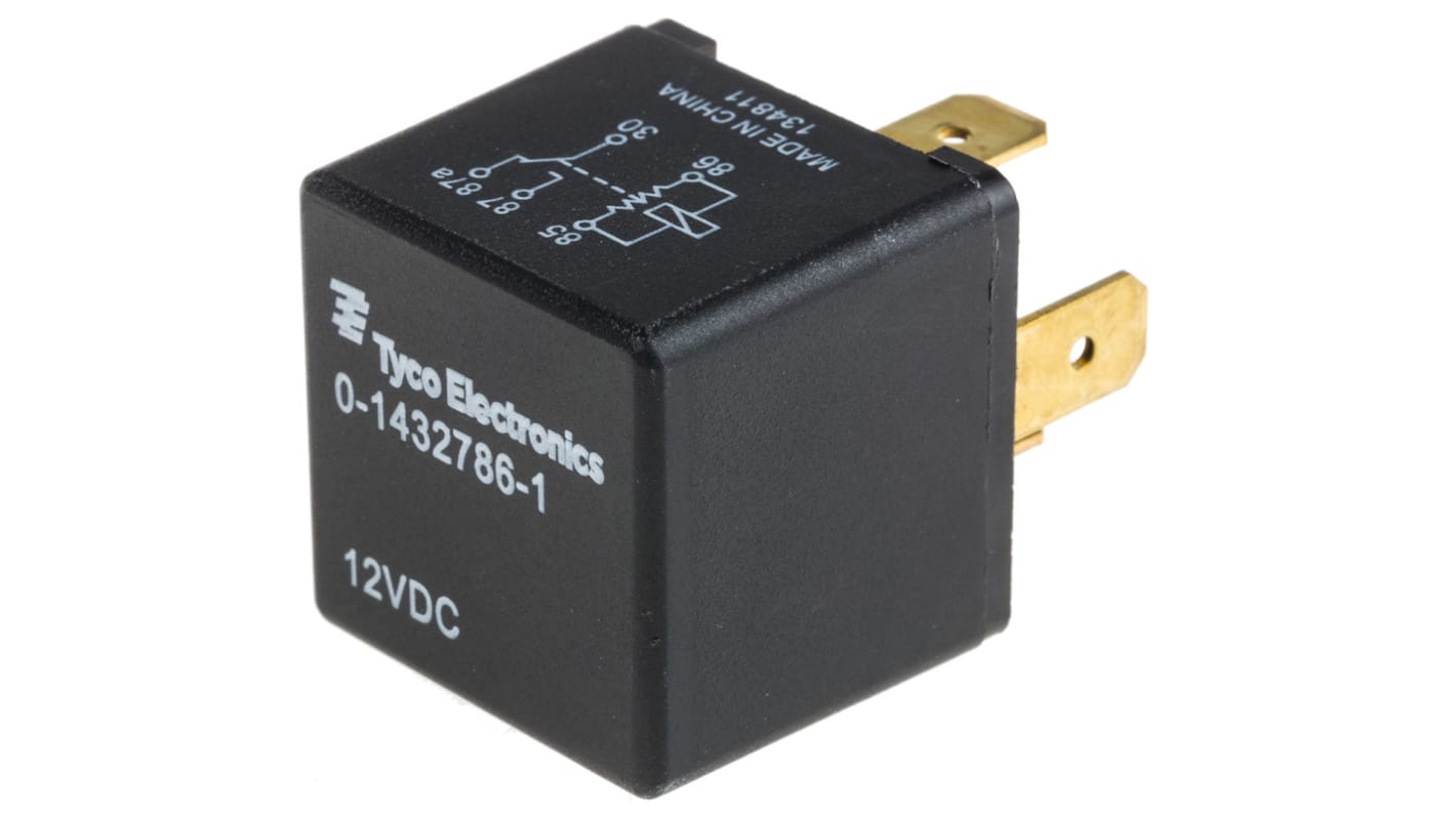 TE Connectivity Plug In Automotive Relay, 12V dc Coil Voltage, 30A Switching Current, SPDT