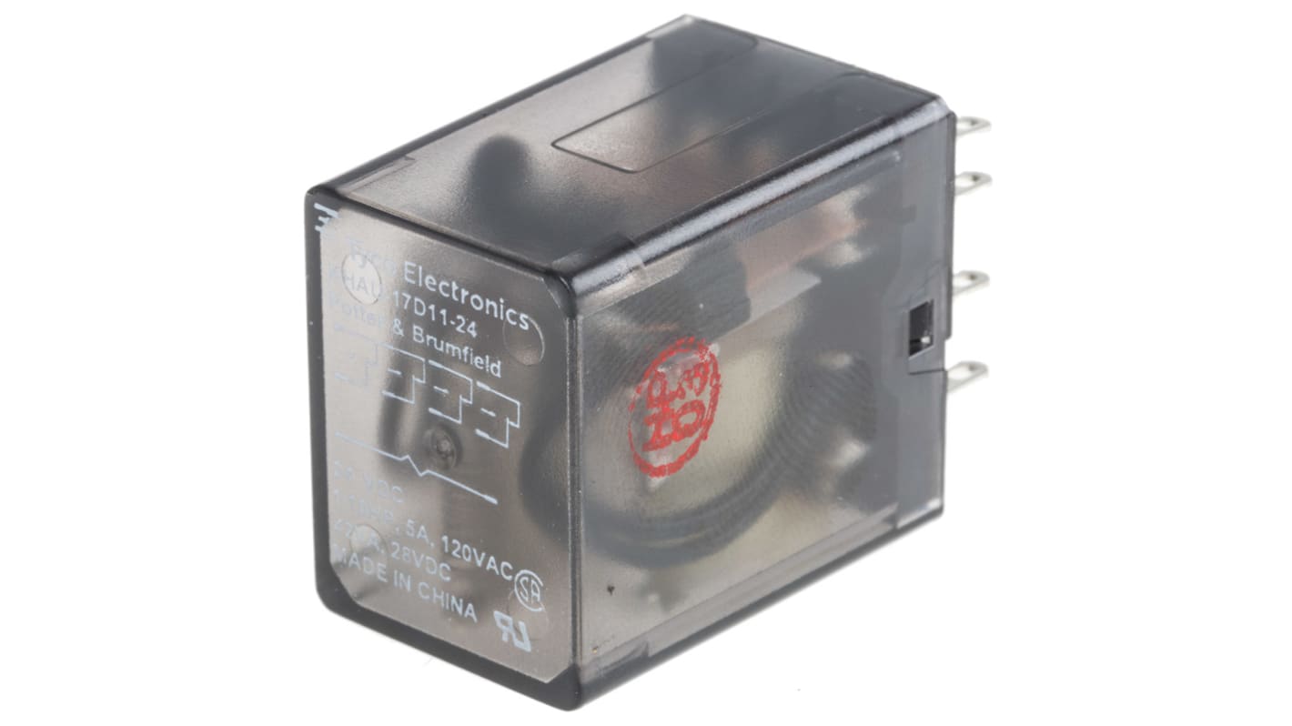 TE Connectivity Plug In Power Relay, 24V dc Coil, 3A Switching Current, 4PDT