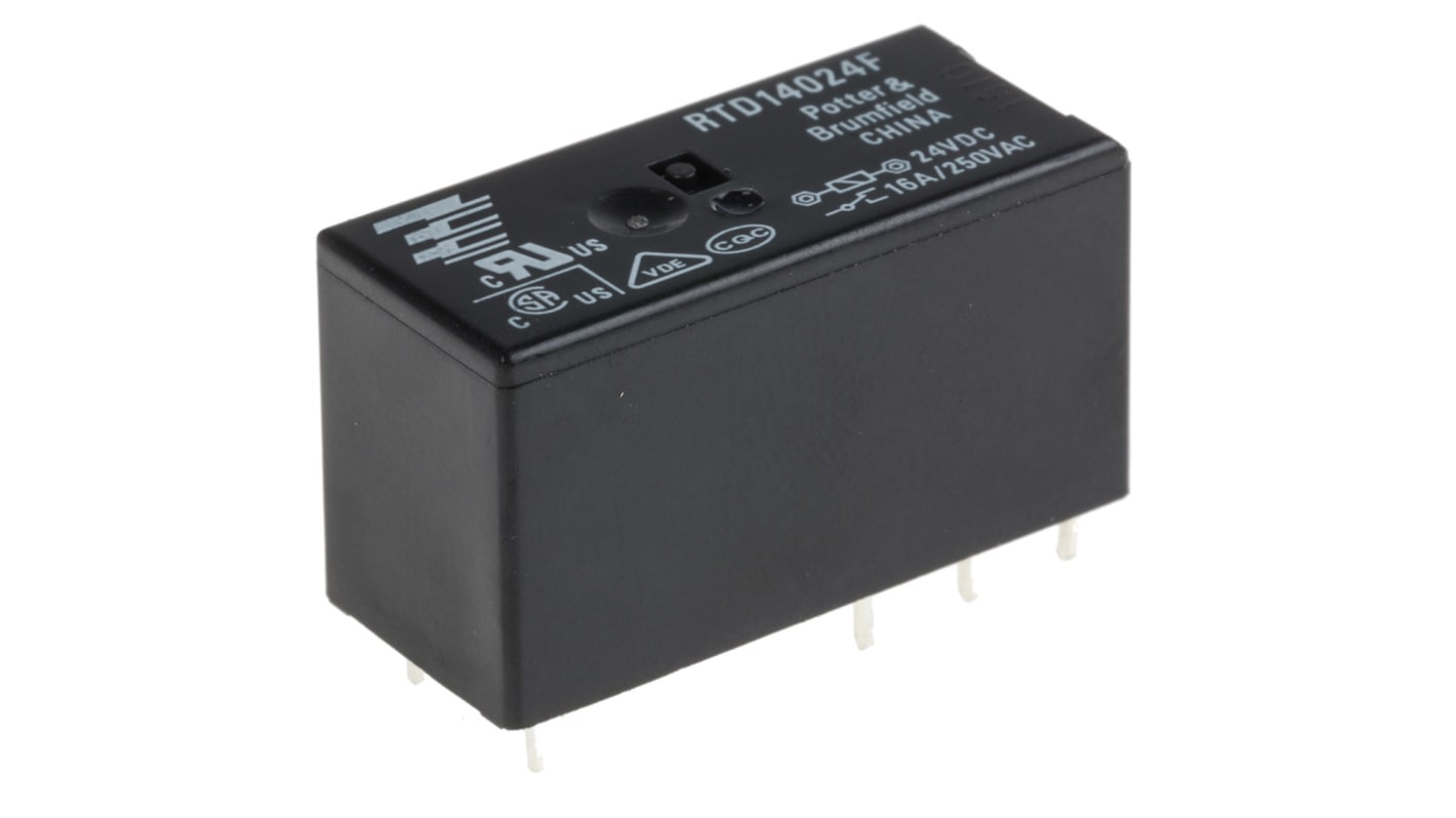 TE Connectivity PCB Mount Power Relay, 24V dc Coil, 16A Switching Current, SPDT