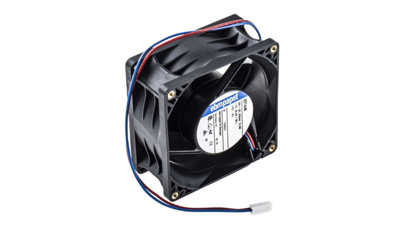 Ventilador Axial ebm-papst 8200 J de 80 x 80 x 38mm, 24 V dc, 11W, 8400rpm, caudal 132m³/h, 55dB