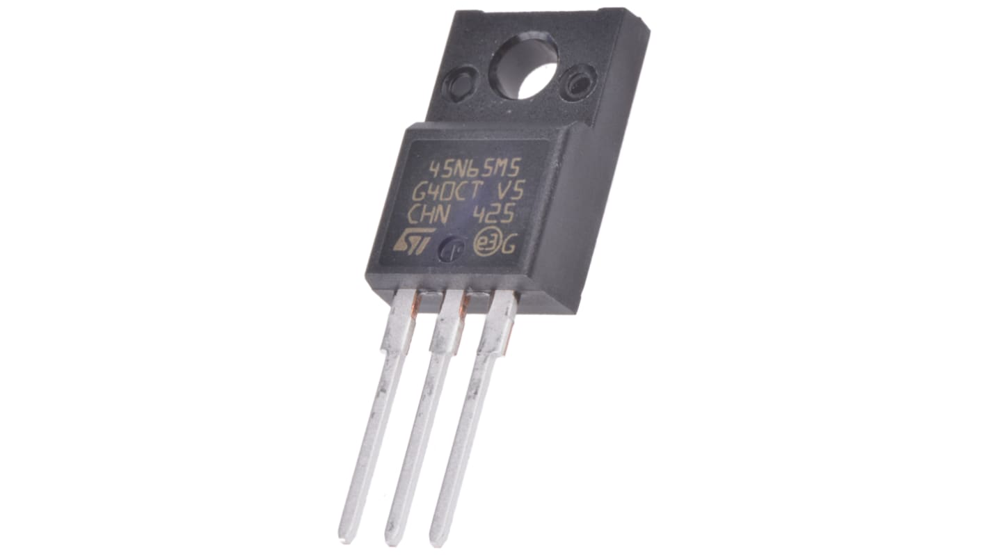 MOSFET STMicroelectronics STF45N65M5, VDSS 710 V, ID 35 A, TO-220FP de 3 pines, , config. Simple