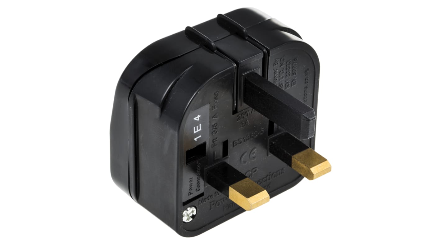 PowerConnections Europe to UK Mains Connector Converter, Rated At 2.5A