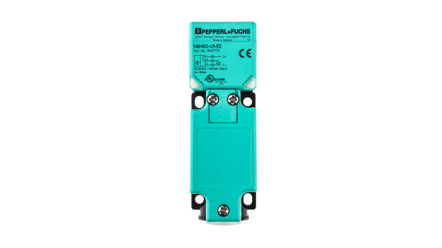 Sensor de proximidad Pepperl + Fuchs, alcance 30 mm, salida PNP, 10 → 30 V dc, IP68, IP69K, 150Hz