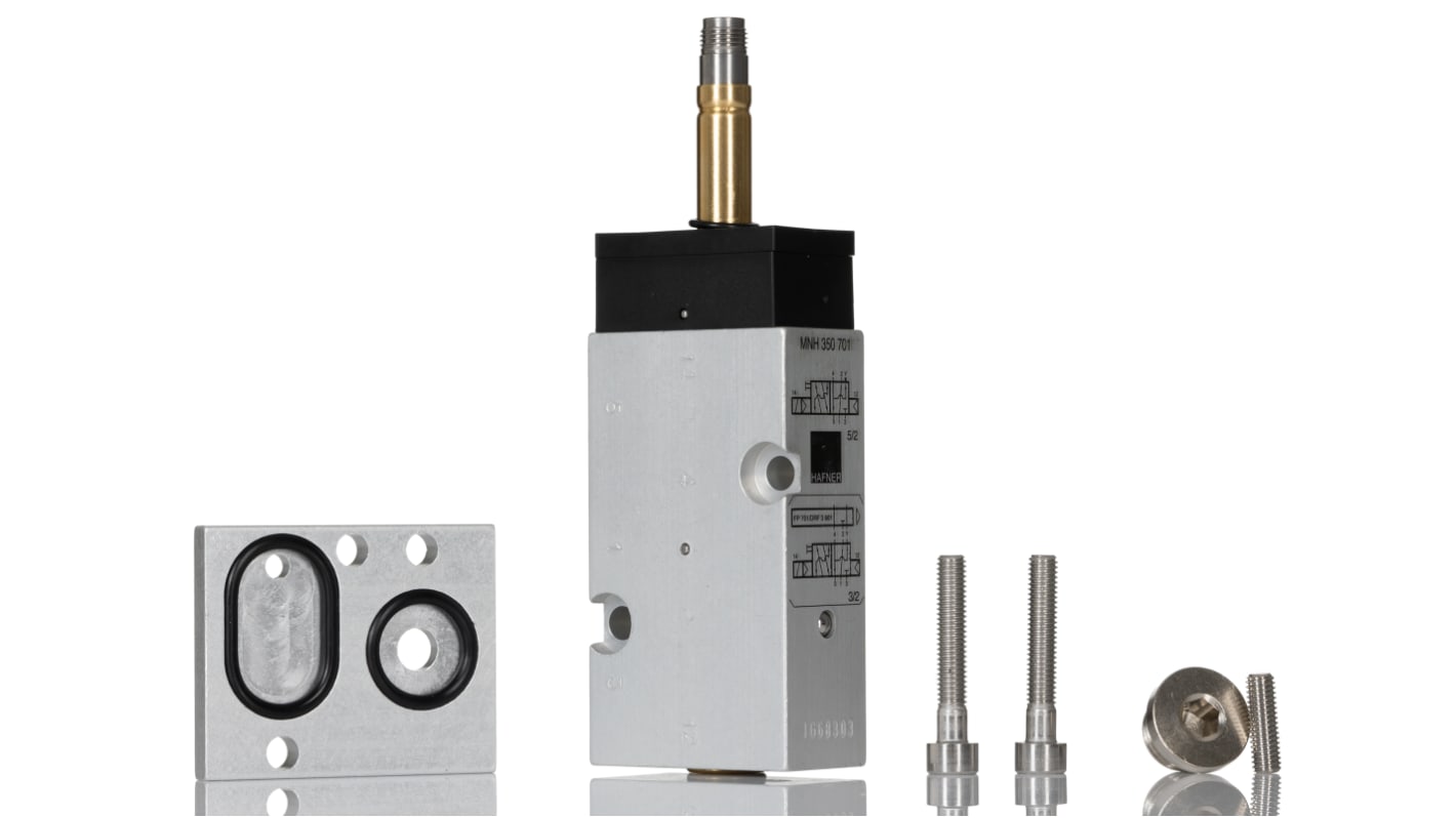 Electroválvula neumática RS PRO, Serie MNH, Rosca G 1/4, Función 5/2, Solenoide/Resorte, NAMUR, 1250l/min