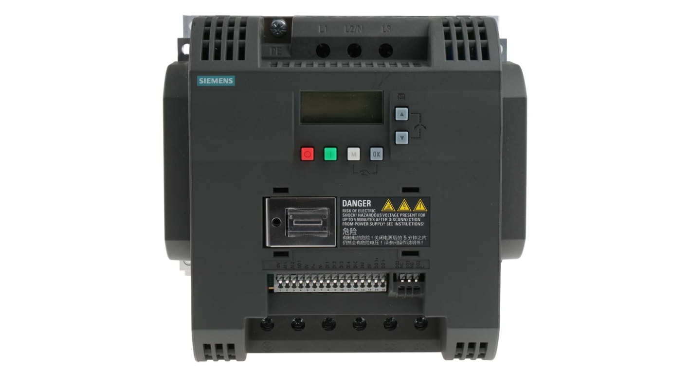 Siemens SINAMICS V20, 3-Phasen Frequenzumrichter 5,5 kW, 400 V ac / 11 A, 12,5 A. 0 → 550Hz für