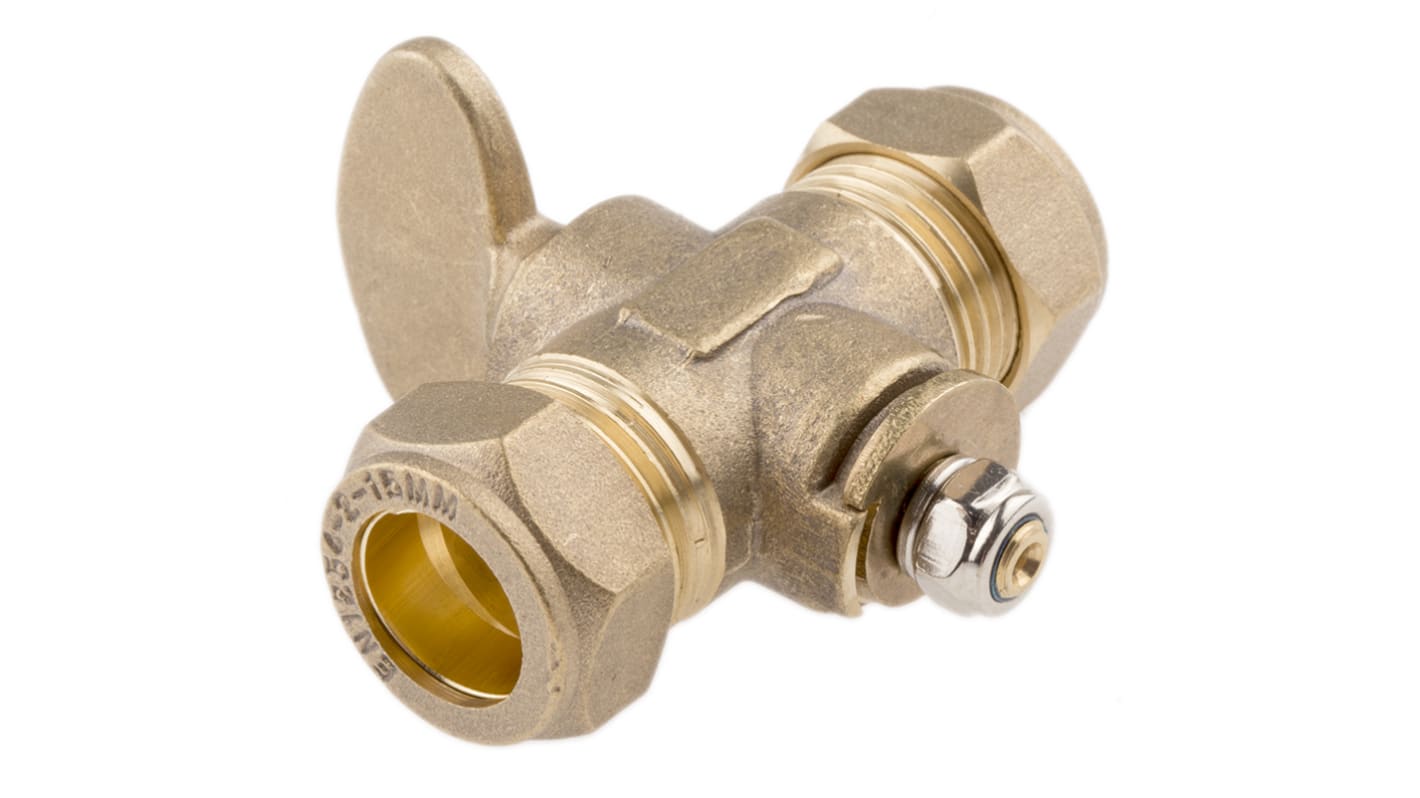 RS PRO Brass Process Fitting 15 x 15mm Straight Tee Coupler Compression