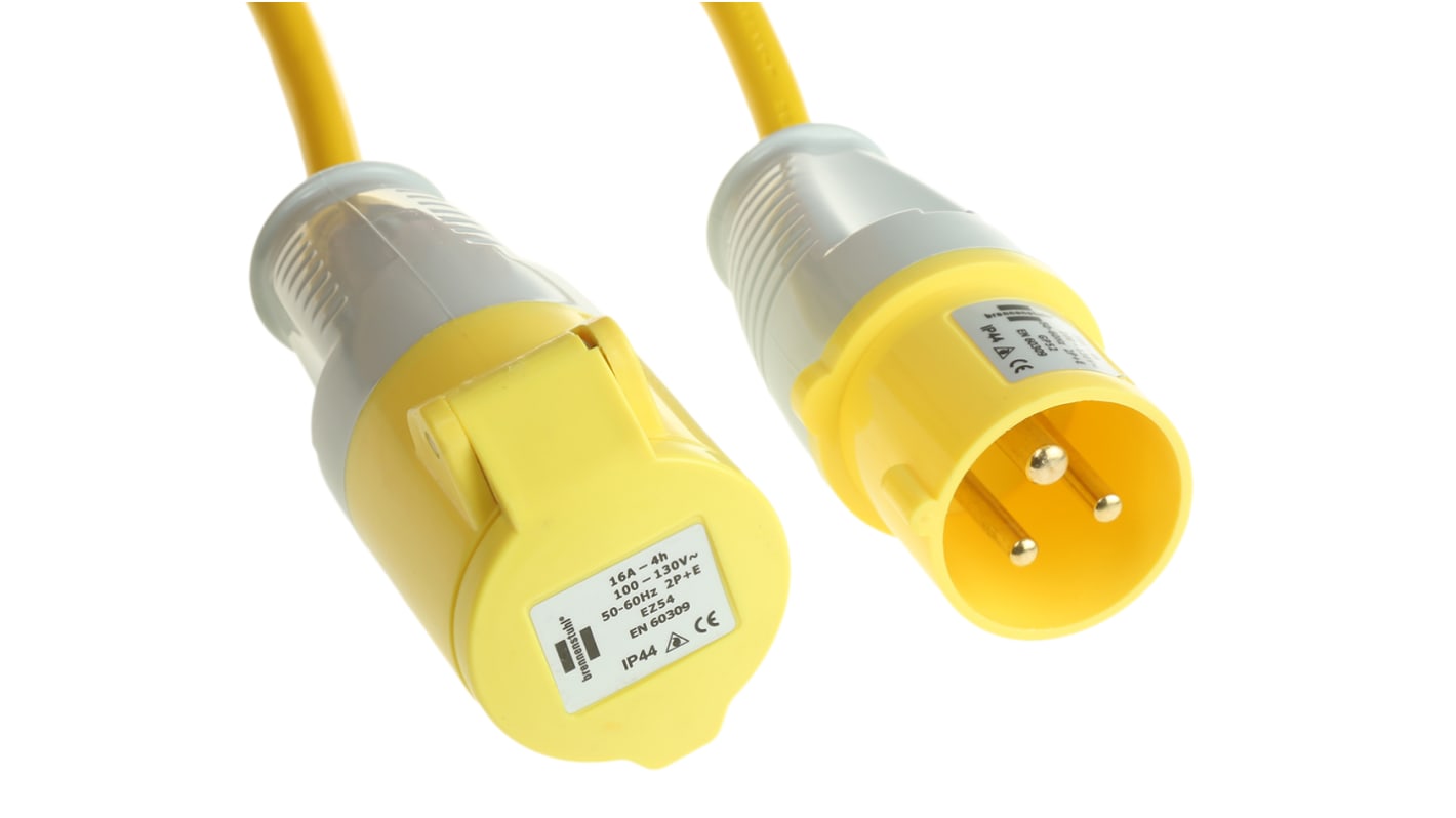 Regleta de enchufes brennenstuhl, long. cable 14m, 1 toma BS4343/EN60309 110 V-16 A, 110 V, 16A, de PVC Amarillo, IP44