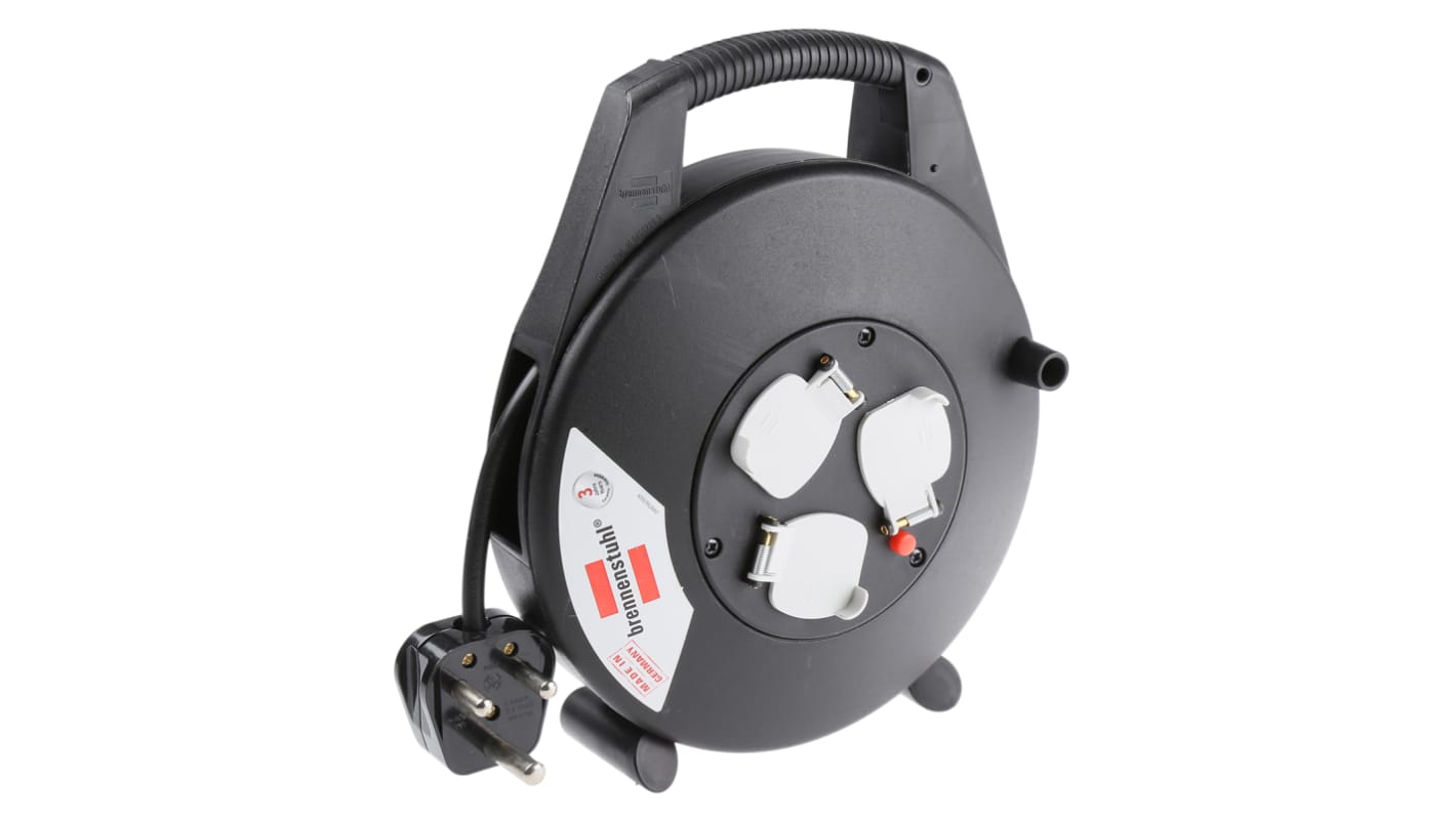 brennenstuhl 10m 3 Socket Type M - Old British/South African 15A Extension Reel, 240 V