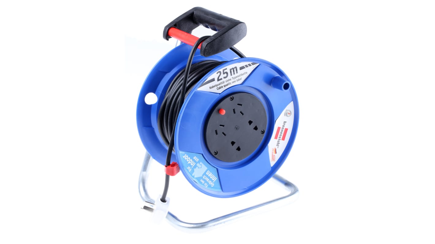 brennenstuhl 25m 3 Socket Type C - Europe, Type I - ANZ/CN Extension Reel, 240 V